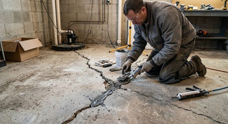 Cracked Basement Floor Repair in Bartlesville, OK