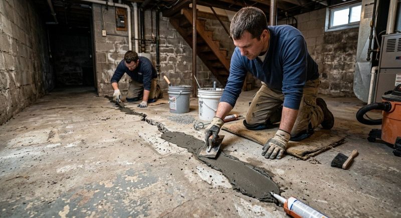 Cracked Basement Floor Repair in Bartlesville, OK